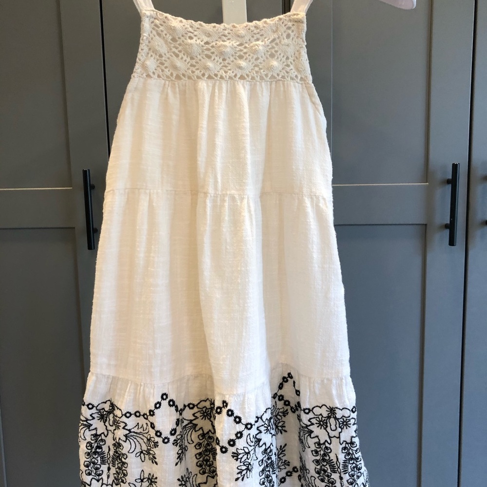 White girls cotton lined sundress with hem design